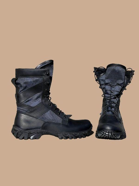 Берцы ботинки тактические летние "SAFARI" прошитые кожа крейзи 43 размер Черные - изображение 2