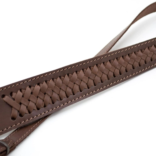 Ремень для ружья трапеция плетеный 90 см кожаный Zoo-hunt коричневый 5028/2 - изображение 2