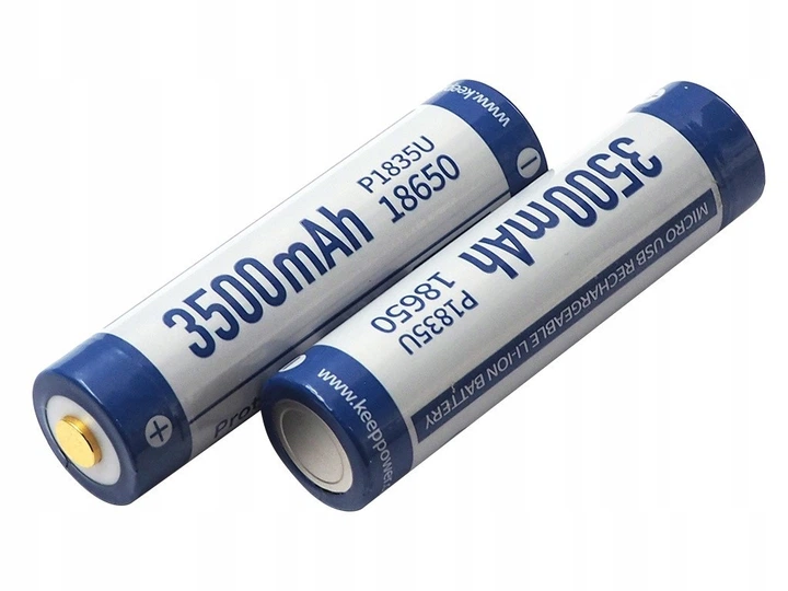Акумулятор із microUSB Keeppower 18650 3500 mAh (Синій з білим) - зображення 6