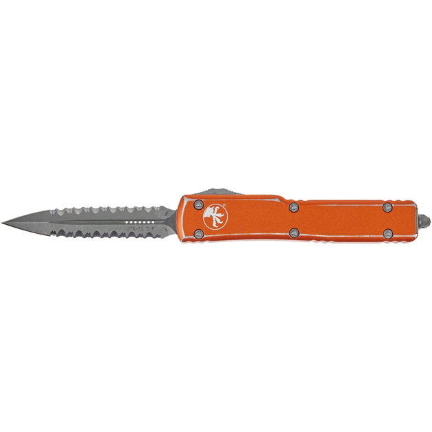Нож Microtech UTX-70 Double Edge Apocalyptic DFS Serrator Distressed Orange (147-D12DOR) - изображение 1