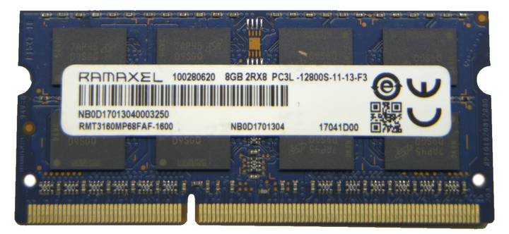 Barrette RAM 8 Go Pour Portable - Ramaxel RMT3160ME68FAF-1600, DDR3, Occasion