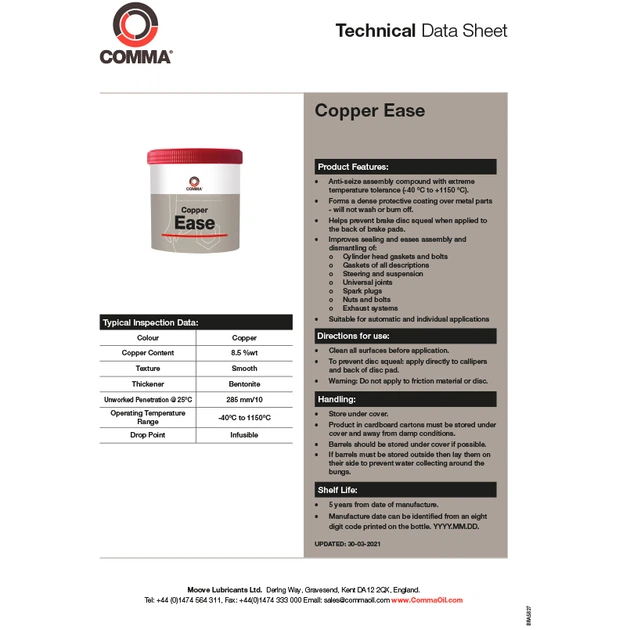 Смазка Comma COPPER EASE 500г (CE500G) – фото, отзывы, характеристики в ...