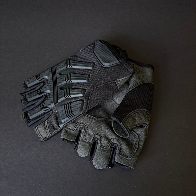 Міцні військові рукавички тактичні армійські рукавички без пальців відкриті TACTICAL Чорні (BC-8808) L - зображення 1