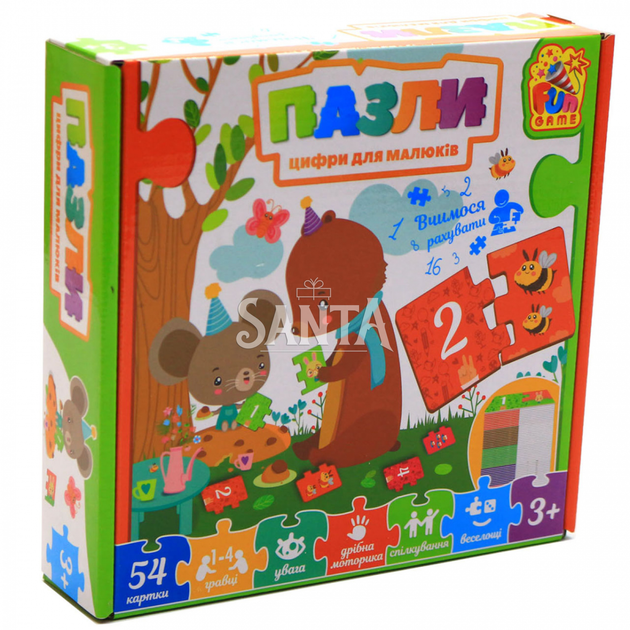Настольная игра Fun Game «Пазлы. Цифры для малышей», 54 карточки, 3+ (64575) - Фото 2 Настольная игра Fun Game «Пазлы. Цифры для малышей», 54 карточки, 3+ (64575) - изображение 2