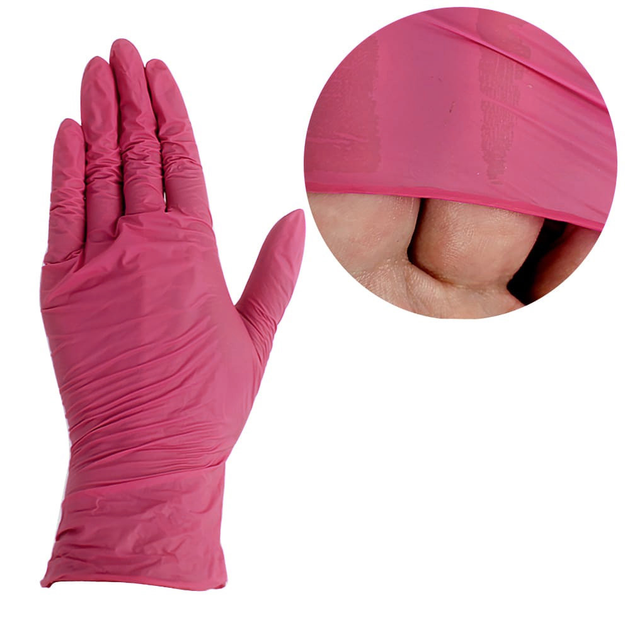Перчатки UNEX нитриловые розовые M 100 шт (01182-M) (0133337) - изображение 1