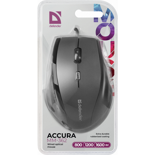 Мышка Defender Accura MM-362 проводная 6кн 1600 dpi черная - изображение 4