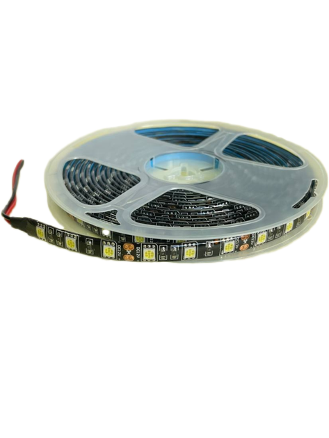 Cветодиодная LED лента 5m, на диодах 5050 SMD White 60led/m, 12V IP65, на черной подкладке - изображение 2