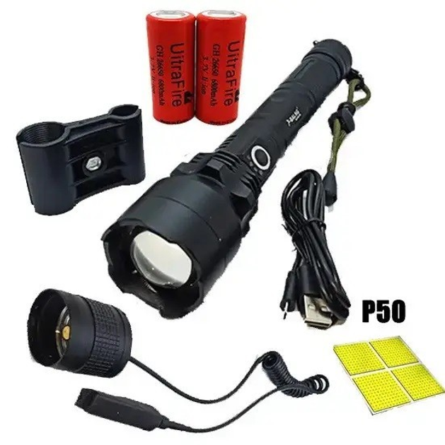 Ручний підствольний ліхтарик WimpeX 158000W WX-P50 на удароміцному корпусі з виносною кнопкою - зображення 1