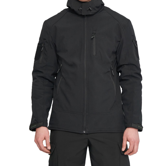 Тактическая мужская курточка с 6 карманами Combat Soft Shell Софтшел черный размер 3XL - изображение 1