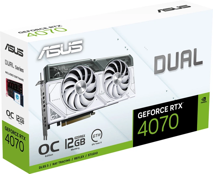 Видеокарта ASUS PCI-Ex GeForce RTX 4070 Dual White OC Edition 12GB