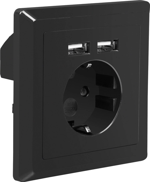 Lanberg Schuko Socket 2 Port USB 2.1A Czarny (AC-WS01-USB2-FB) - obraz 2