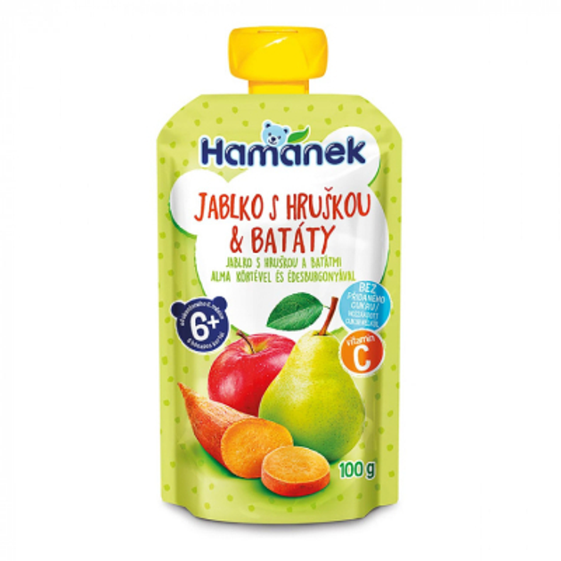 Дитяче пюре Hamanek яблуко з грушею та бататом 100 г (1215911) - зображення 1