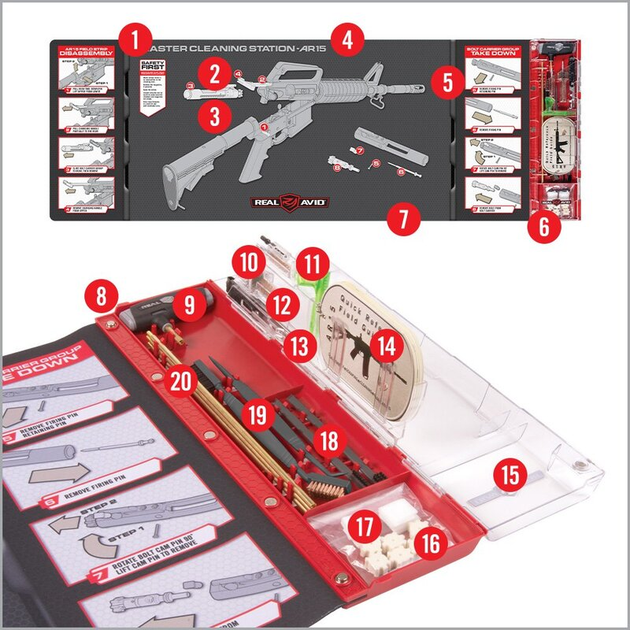 Розширений набір для чищення з килимком AR15 Real Avid MASTER CLEANING STATION™ – AR15 AVMCS - зображення 2