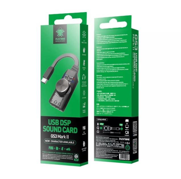 Звуковая карта Plextone GS3 Mark2 внешняя стерео с регулятором громкости USB 7.1 Channel адаптер 3.5mm для наушников и микрофона - изображение 8