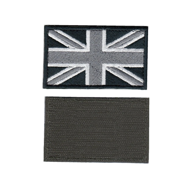 Шеврон патч на липучке Флаг Британский серый на черном фоне, 5см*8см, Светлана-К - изображение 1