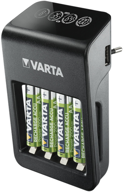 Зарядное устройство Varta LCD Plug Charger+ EU with 4x 2100 mAh Черное ...