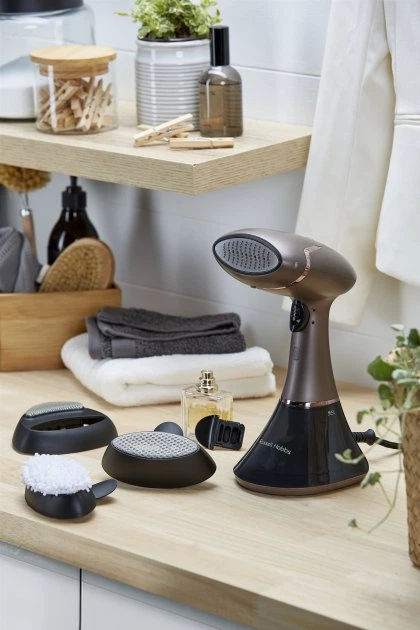 Відпарювач Russell Hobbs компактний Steam Genie Aroma, 1800Вт, 200мл, постійна пара - 32гр, керам. підошва, чорно-коричневий - изображение 6