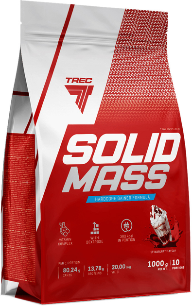 Gainer Trec Nutrition Solid Mass 1000 g Strawberry (5901828342424) - obraz 1