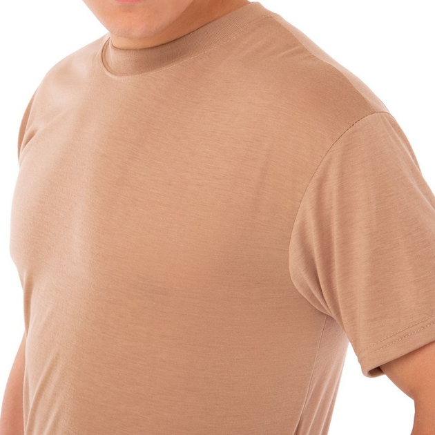 Літня футболка чоловіча тактична Jian 9190 розмір L (48-50) Бежева (Пісочна) матеріал бавовна - зображення 2