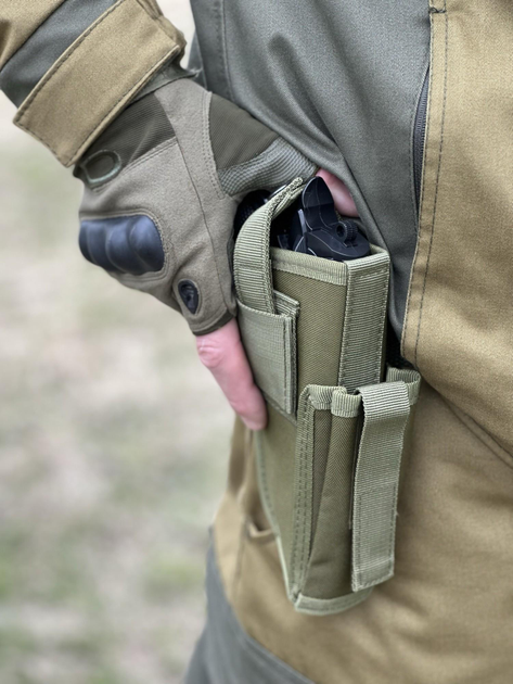 Тактическая кобура на пояс Tactic универсальная кобура с карманом под магазин цвет Олива (2023-holster-olive) - изображение 2