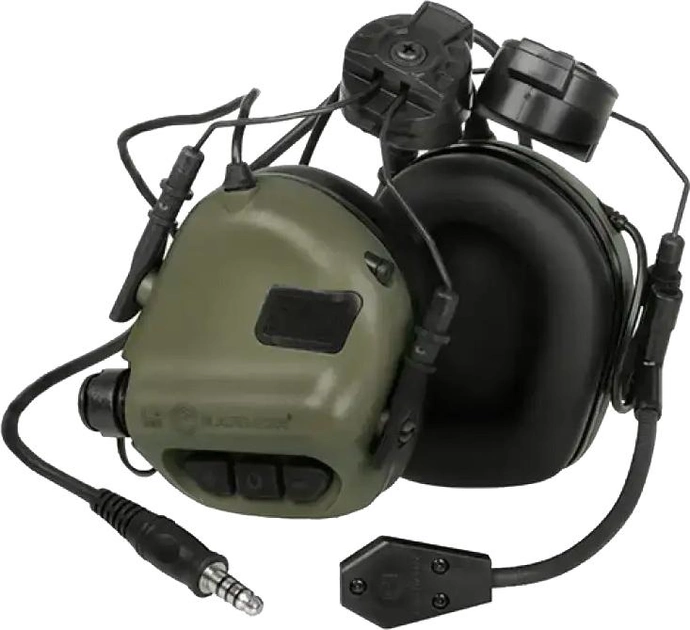 Наушники Earmor M32H MOD3-FG активные, тактические, шумоподавляющие, защитные с адаптерами Олива (M32HMOD3-FG) - изображение 1