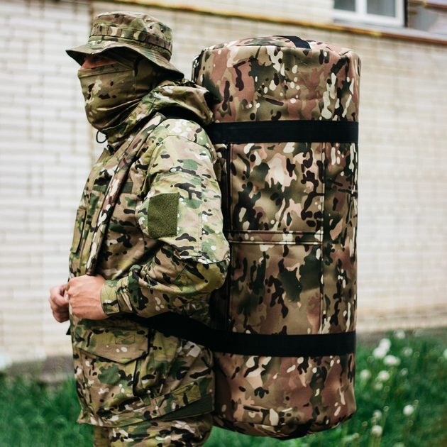 Баул-сумка військова, баул армійський Cordura мультикам 120 л тактичний баул, тактичний баул-рюкзак - зображення 1