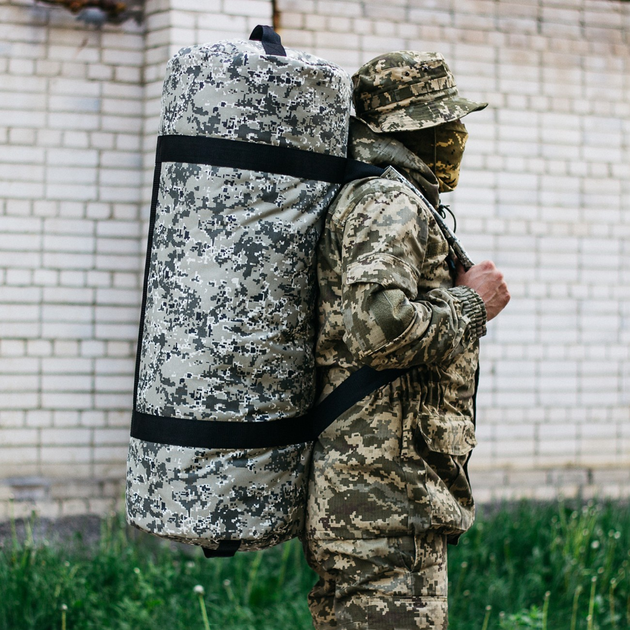Баул сумка військова, баул армійський Оксфорд піксель 100 л тактичний баул, тактичний баул-рюкзак - зображення 2