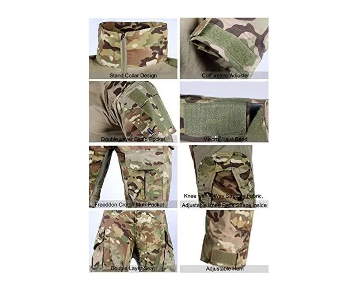 Тактический костюм G3 Multicam, штурмовая военная, боевая форма, рубашка с длинным рукавом и брюки с наколенниками Мультикам р.M - изображение 4