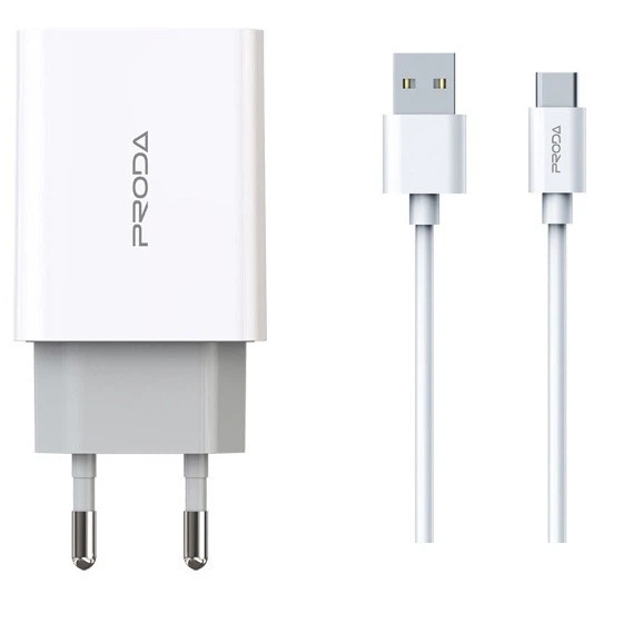 Мережевий зарядний пристрій + кабель! - 2хUSB порти 2,4A + USB Type-C кабель 1 м білий - Proda PD-A28c - Фото 3 Мережевий зарядний пристрій + кабель! - 2хUSB порти 2,4A + USB Type-C кабель 1 м білий - Proda PD-A28c - изображение 3