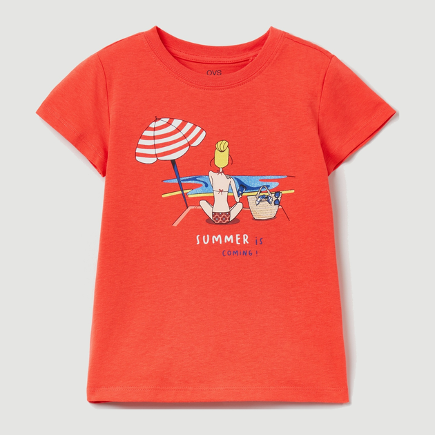 Koszulka dziecięca dla dziewczynki OVS 1790501 104 cm Terakotowa (8057274914757) - obraz 1