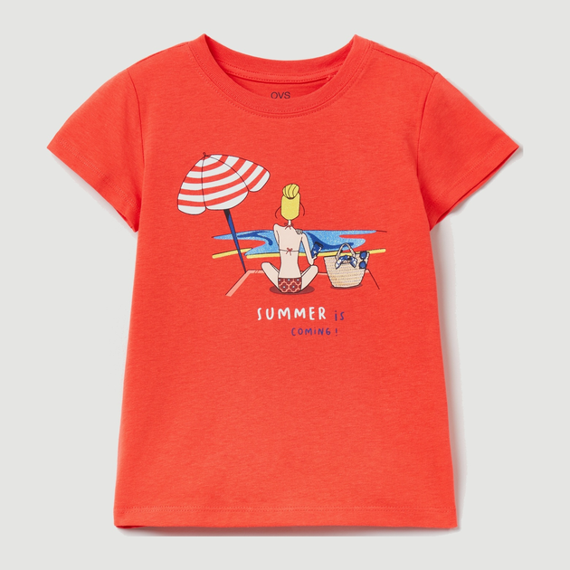 Дитяча футболка для дівчинки OVS 1790501 110 см Теракотова (8057274914764) - зображення 1