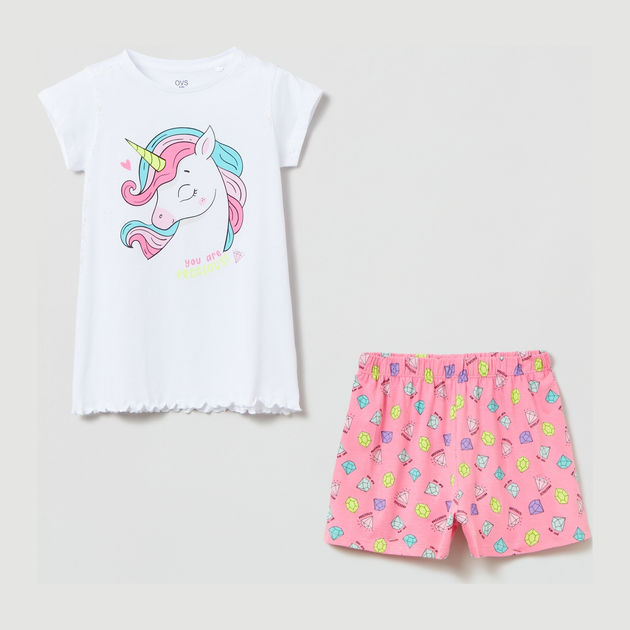 Letnia piżama dziecięca (t-shirt + spodenki) OVS 1802794 134 cm Biały (8056781091555) - obraz 1