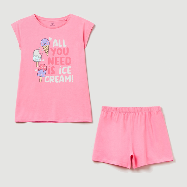 Піжама літня дитяча (футболка + шорти) OVS 1802867 152 см Рожева (8056781092187) - зображення 1