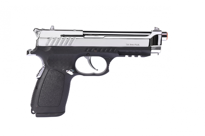 Стартовый пистолет Kuzey F92 Chrome (Beretta) + Патроны 25шт + ДОП магазин. - изображение 2