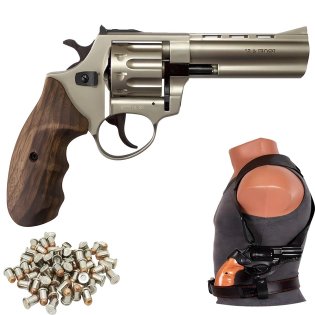 Револьвер под патрон Флобера Profi 4.5" сатин дерево с Кобурой - изображение 1