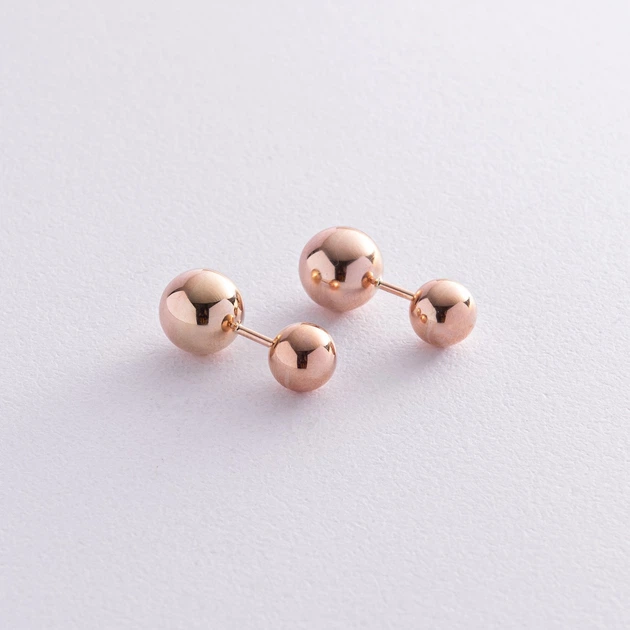 Серьги "Шарики" в красном золоте с02904 Онікс - изображение 2