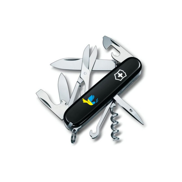 Ніж Victorinox Climber Ukraine Black "Голуб Світу Жовто-Голубий" (1.3703.3_T1036u) - зображення 1