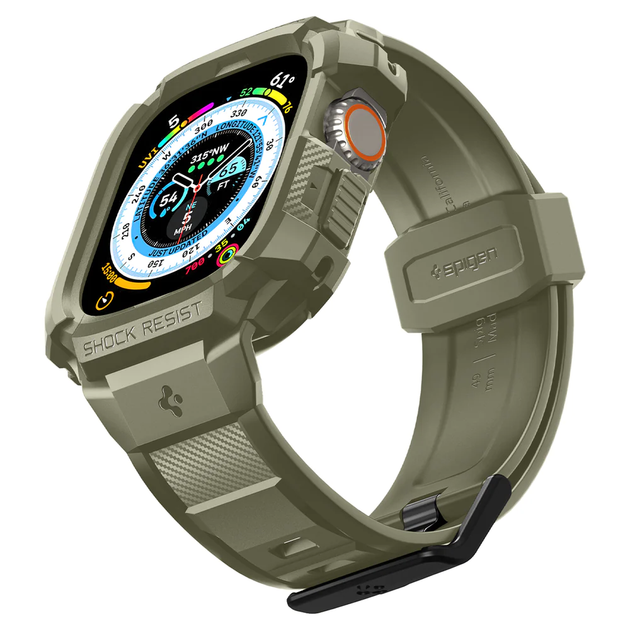 Чехол и ремешок Spigen Rugged Armor Pro для Apple Watch Ultra 49 mm Vintage Khaki (ACS05915) - Фото 5 Чехол и ремешок Spigen Rugged Armor Pro для Apple Watch Ultra 49 mm Vintage Khaki (ACS05915) - изображение 5