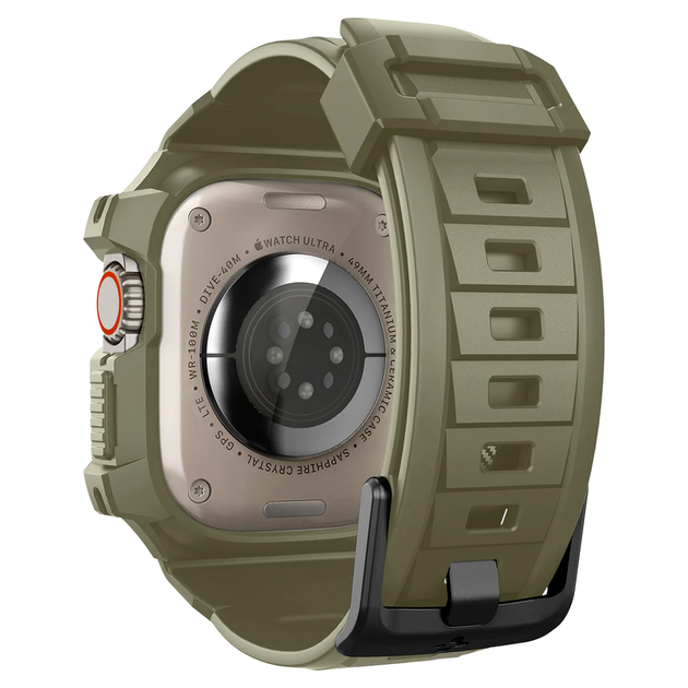 Чехол и ремешок Spigen Rugged Armor Pro для Apple Watch Ultra 49 mm Vintage Khaki (ACS05915) - Фото 6 Чехол и ремешок Spigen Rugged Armor Pro для Apple Watch Ultra 49 mm Vintage Khaki (ACS05915) - изображение 6