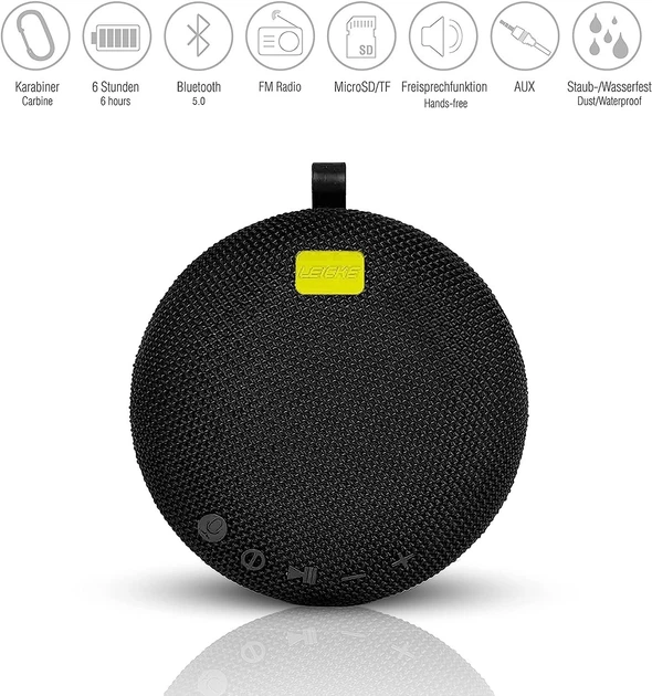 Колонка Беспроводная LEICKE DJ Roxxx Bluetooth Черная, Водонепроницаемый портативный уличный динамик IPX7 Совместимость с Siri и Google Assistant - изображение 3