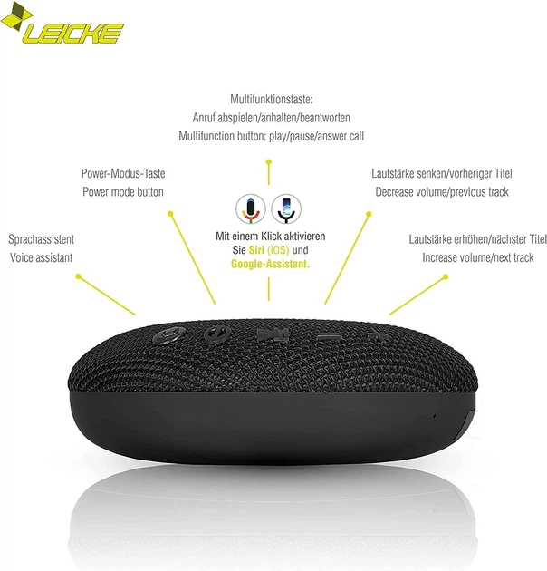 Колонка Беспроводная LEICKE DJ Roxxx Bluetooth Черная, Водонепроницаемый портативный уличный динамик IPX7 Совместимость с Siri и Google Assistant - изображение 5