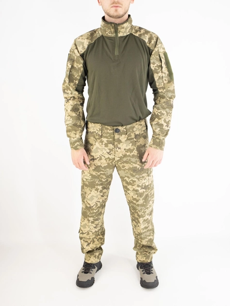 Військовий літній костюм (штани + убакс), ріп-стоп піксель ЗСУ, 65/35, олива, розмір 44 - зображення 1