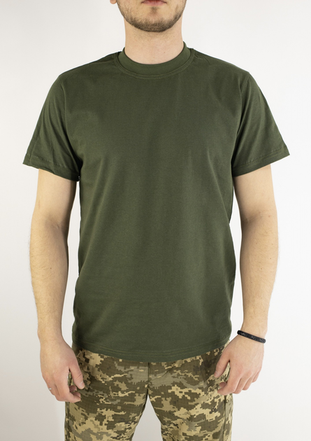 Хлопковая военная футболка олива, 44 - изображение 1
