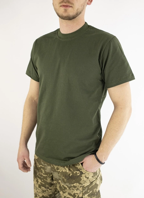 Бавовняна військова футболка олива, 48 - зображення 2