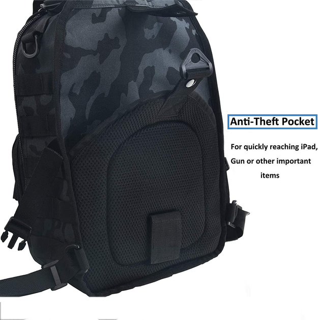 Тактическая сумка через плечо рюкзак на одной лямке Hawk 17л чорний камуфляж - изображение 2