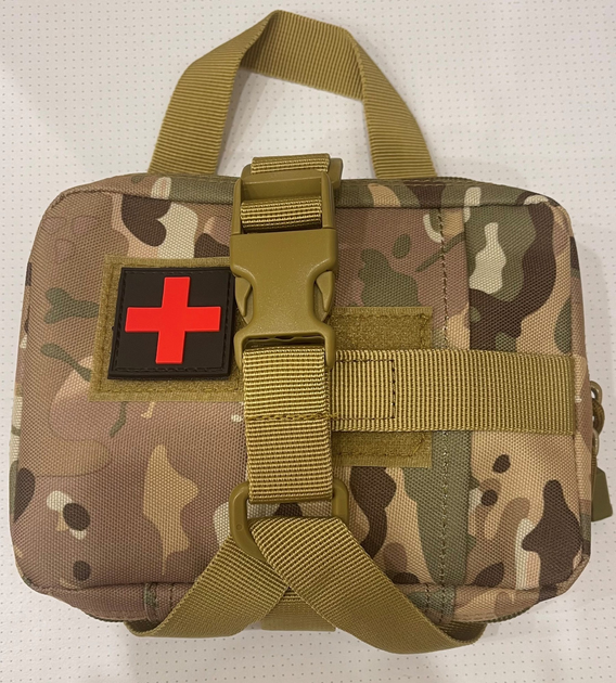 Тактическая аптечка горизонтальная мультикам с красным крестом - изображение 1