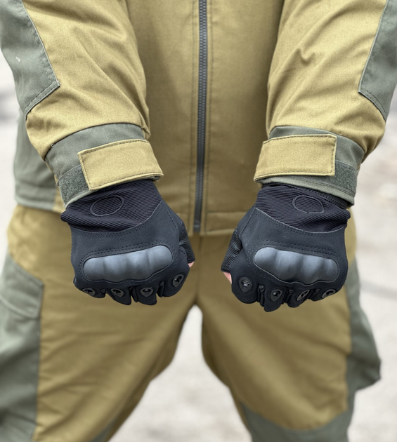 Тактические безпалые перчатки Tactic армейские перчатки с защитой костяшек размер XL цвет Черный (oakley-black-xl) - изображение 2