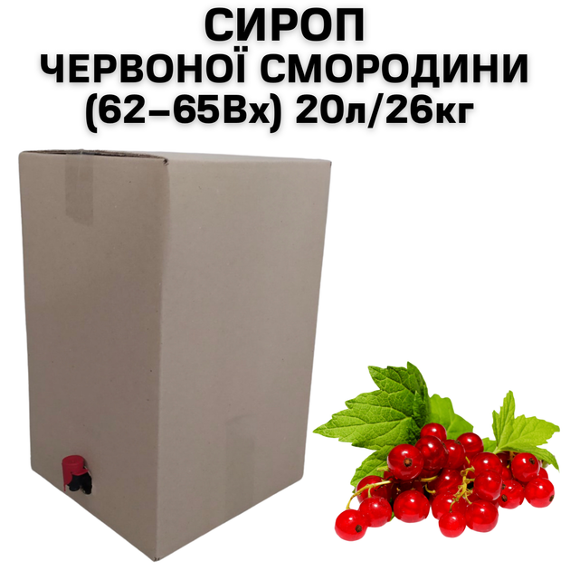 Сироп Eva Красной Смородины 62–65Вх BAG IN BOX 20л/26кг - Фото 1 Сироп Eva Красной Смородины 62–65Вх BAG IN BOX 20л/26кг - изображение 1