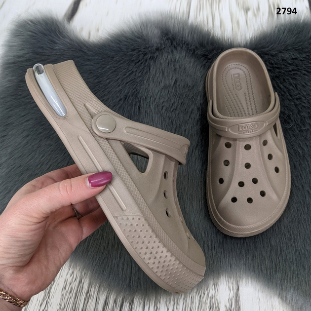 Сабо кроксы женские Dago Style 424 бежевые на балоне 40 р (25,8 см ...