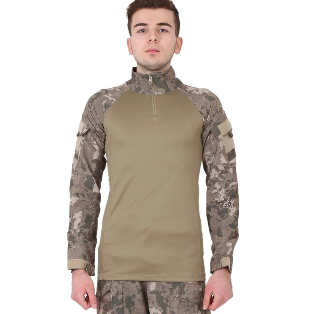 Мужская тактическая рубашка с длинным рукавом военная для армии ВСУ Хаки камуфляж L - изображение 2